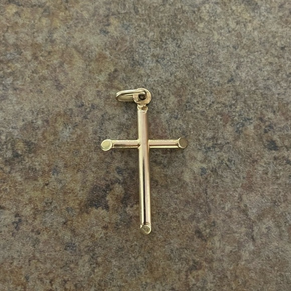 10K Yellow Gold (18mm) Plain Hollow Cross Pendant Only - Picture 12 of 14